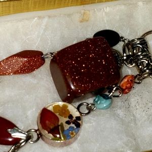 Goldstone necklace set